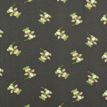 Tissu jersey coton Petit dragon, kaki