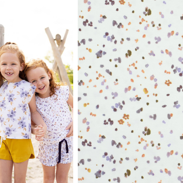 Cotton jersey Little Splashes Poppy, off white