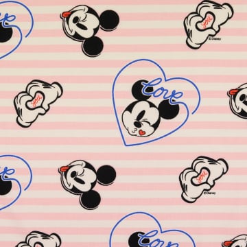 Baumwolljersey Mickey Loves Stripes, rosa