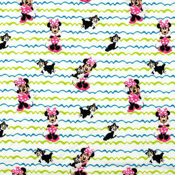 Baumwolljersey Minnie Mouse Wavy Stripes, wollweiß