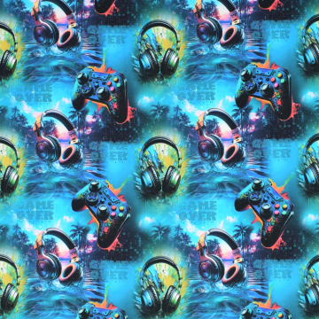 Katoenjersey Music is my World, turquoise