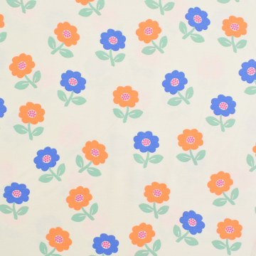 Tissu jersey de coton Fleurs Fluo Neon Flowers, blanc cassé