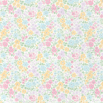 Tissu jersey de coton Fleurs pastel, blanc cassé