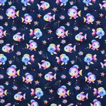 Baumwolljersey Rainbow Fish, marine