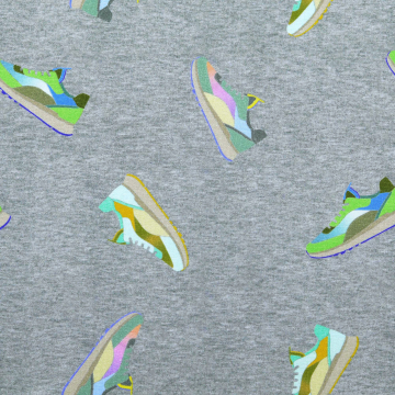 Katoenjersey Sneaker Love, grijs gemêleerd