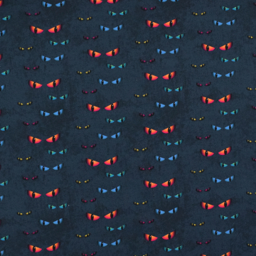 Tissu jersey de coton Spooky Eyes, bleu foncé