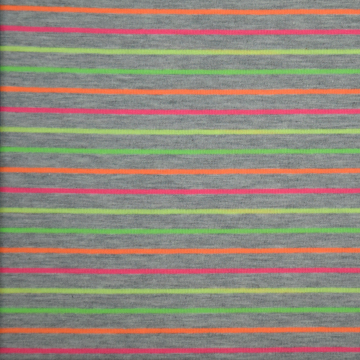 Baumwolljersey Streifen Neon, grau-meliert