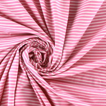 Baumwolljersey Streifen rosa, weiß