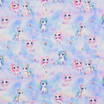 Baumwolljersey Unicorn, blau