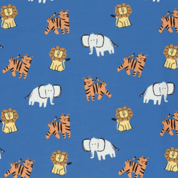 Baumwolljersey Wild Animals, blau