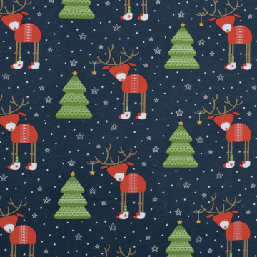 Katoenjersey X-Mas Reindeer, marineblauw