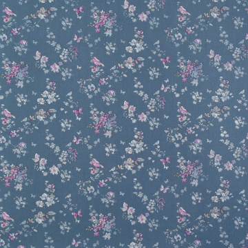Baumwollstoff Cretonne Flower Dream, taubenblau