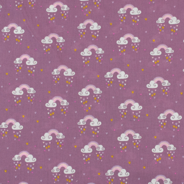 Baumwollstoff Cretonne Rainbow Love, malve