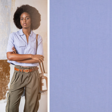 Tissu coton popeline Stonewashed Fibre Mood,lilas