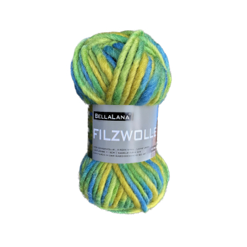 Pelote de laine à feutrer laine vierge BellaLana, 50g, vert-multicolore
