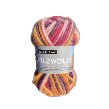 Pelote de laine à feutrer laine vierge BellaLana, 50g, rose fuchsia-orange