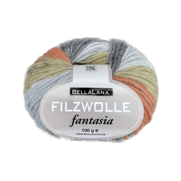 Pelote de laine à feutrer laine vierge Fantasia BellaLana, 100gr, gris