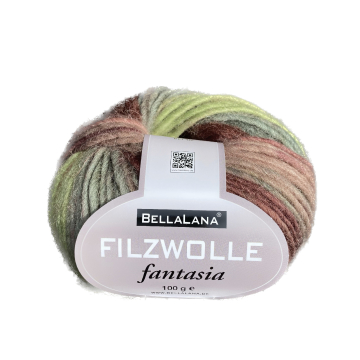 Pelote de laine à feutrer laine vierge Fantasia BellaLana, 100gr, vert olive