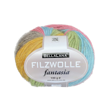 Pelote de laine à feutrer laine vierge Fantasia BellaLana, 100gr, multicolore