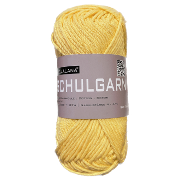 Pelote de laine 100% coton BellaLana Schulgarn, 50g, jaune