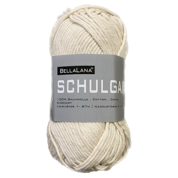 Pelote de laine 100% coton BellaLana Schulgarn, 50g, naturel