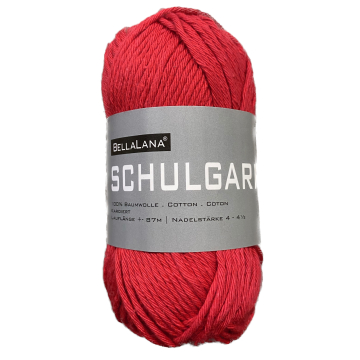 Pelote de laine 100% coton BellaLana Schulgarn, 50g, rouge