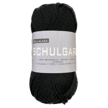 Pelote de laine 100% coton BellaLana Schulgarn, 50g, noir