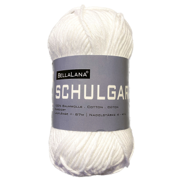 Pelote de laine 100% coton BellaLana Schulgarn, 50g, blanc