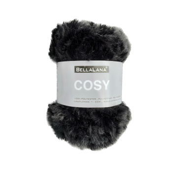 Pelote de laine fourrure BellaLana Cosy 50g, noir