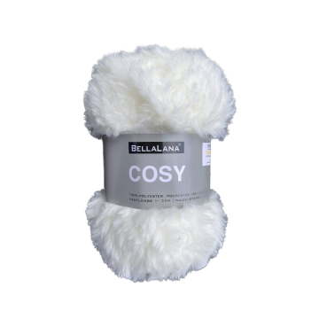 Pelote de laine fourrure BellaLana Cosy 50g, blanc cassé