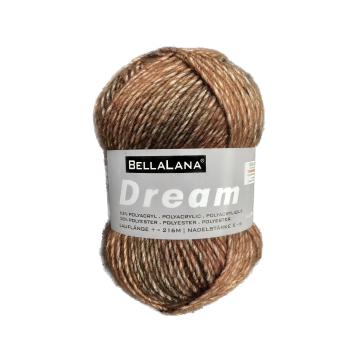 Pelote de laine acrylique & polyester BellaLana Dream, 100 g, beige-marron