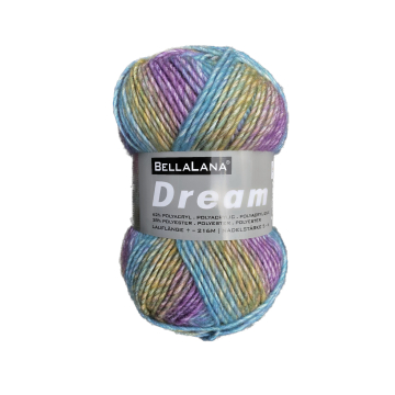 Pelote de laine acrylique &  polyester BellaLana Dream, 100 g, jaune-pourpre