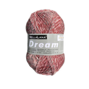Pelote de laine acrylique &  polyester BellaLana Dream, 100 g, rouge