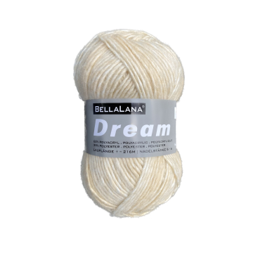 Pelote de laine acrylique & polyester BellaLana Dream, 100 g, blanc cassé-beige