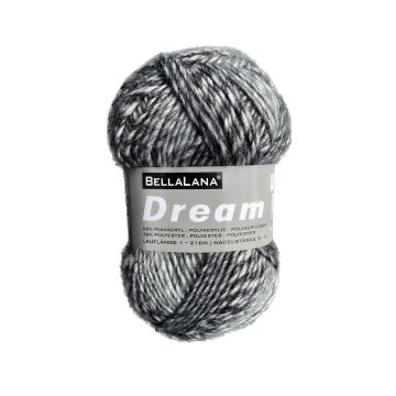 Pelote de laine acrylique &  polyester BellaLana Dream, 100 g, blanc cassé-noir