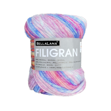 Pelote de laine modal BellaLana Filigran, 100g, bleu-pourpre
