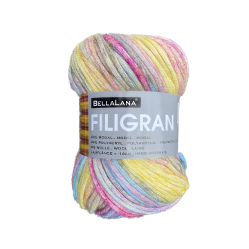 Pelote de laine modal BellaLana Filigran, 100g, jaune-pourpre