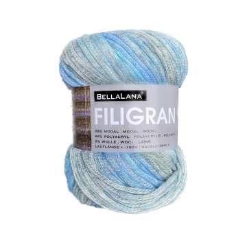 Pelote de laine modal BellaLana Filigran, 100g, turquoise-vert