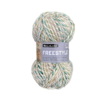 Pelote de laine & polyacrylique BellaLana Freestyle, 100g, beige- vert