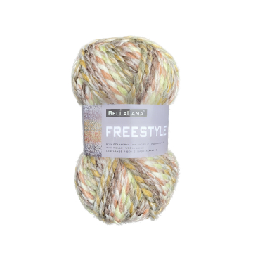 Pelote de laine & polyacrylique BellaLana Freestyle, 100g, marron-vert