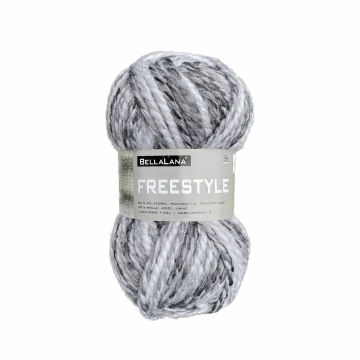 Pelote de laine & polyacrylique BellaLana Freestyle, 100g, gris