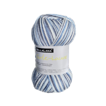 Pelote de laine à chaussettes laine vierge & polyamide BellaLana Gute Laune 100gr, bleu-blanc