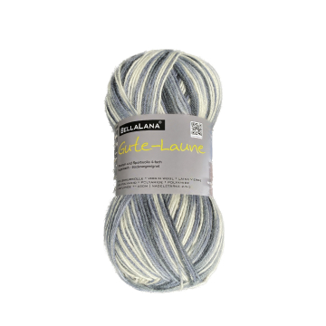 Pelote de laine à chaussettes laine vierge & polyamide BellaLana Gute Laune 100gr, gris-blanc