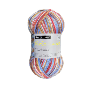 Pelote de laine à chaussettes laine vierge & polyamide BellaLana Gute Laune 100gr, multicolore