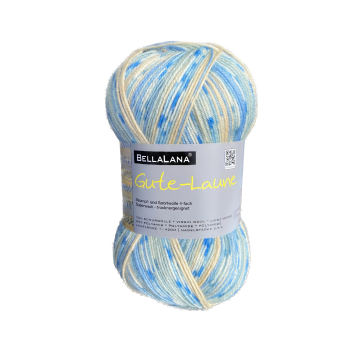 Pelote de laine à chaussettes laine vierge & polyamide BellaLana Gute Laune 100gr, beige-bleu