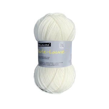 Pelote de laine à chaussettes laine vierge & polyamide BellaLana Gute Laune 100gr, blanc cassé