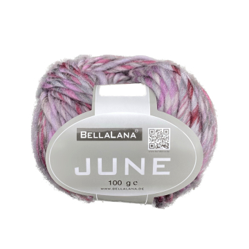 Pelote de laine douce polyester & polyacrylique BellaLana June 100g, gris-pourpre