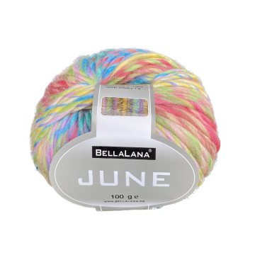 Pelote de laine douce polyester & polyacrylique BellaLana June 100g, rose fuchsia-multicolore