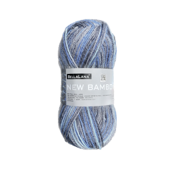Pelote de laine & bambou BellaLana New Bamboo, 50g, anthracite-bleu