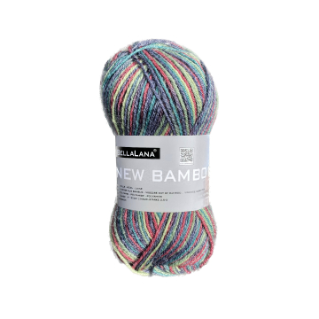 Pelote de laine & bambou BellaLana New Bamboo, 50g, bleu-rouge
